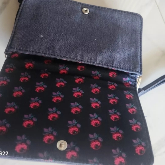 Vera Bradley Blue Denim Quilt Wristlet Crossbody Clutch Bag - Picture 10 of 12